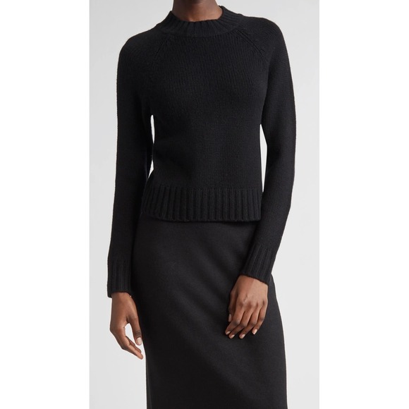 Vince Sweaters - Vince Wool Cashmere Mock Neck Sweater Womens Cropped Raglan Knit Black XS